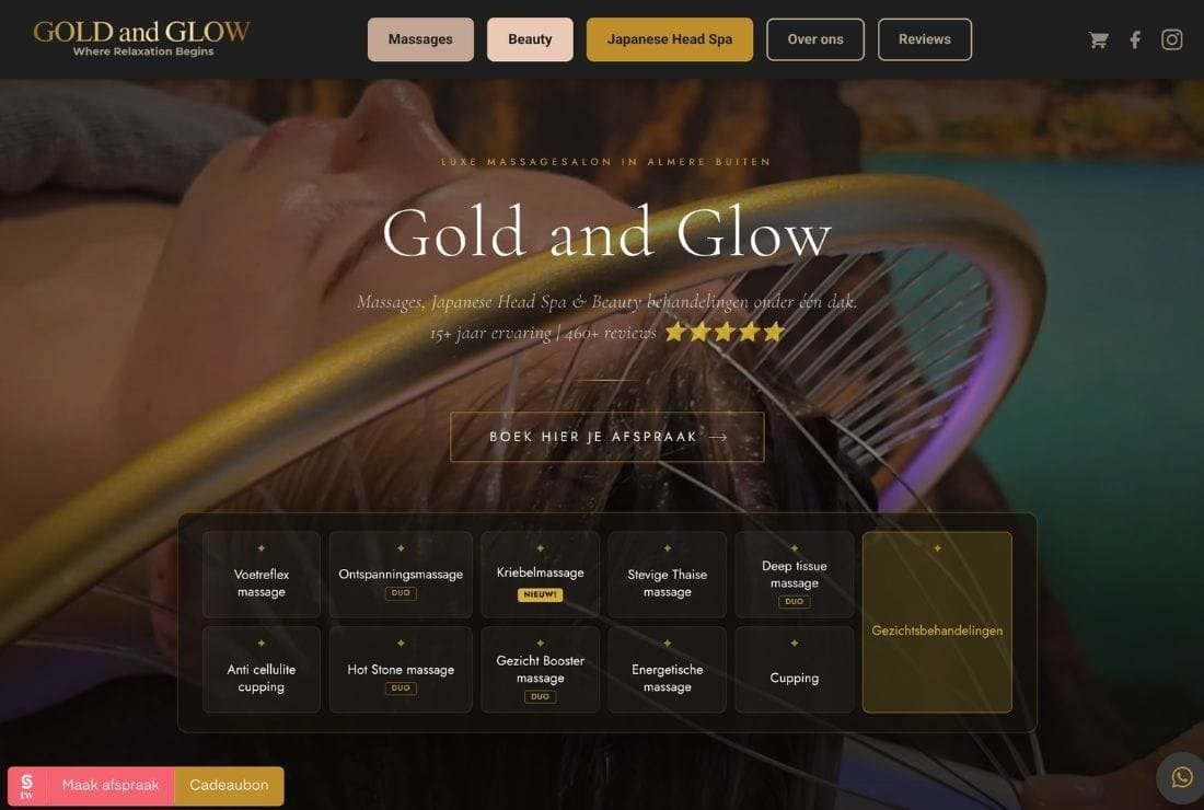 Gold and Glow salon website