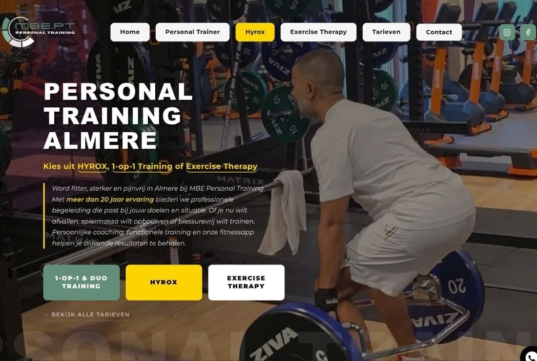 MBE Personal Training website
