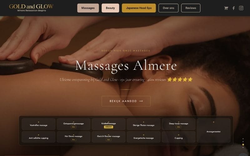 Gold and Glow website