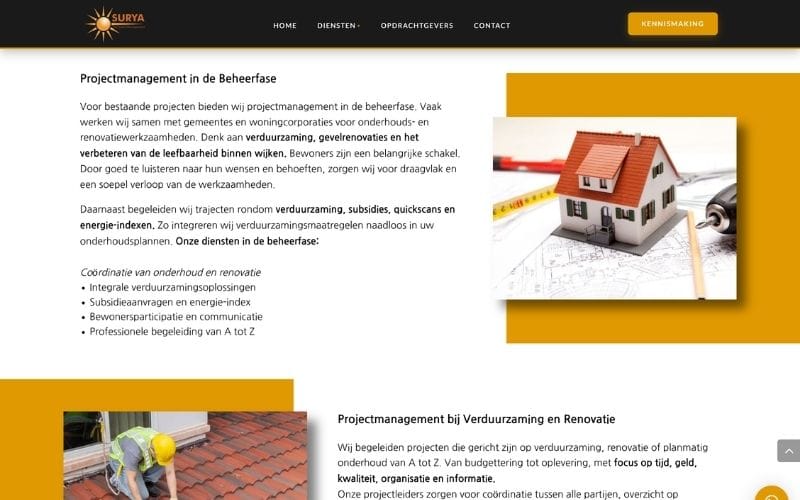 Surya Vastgoed website